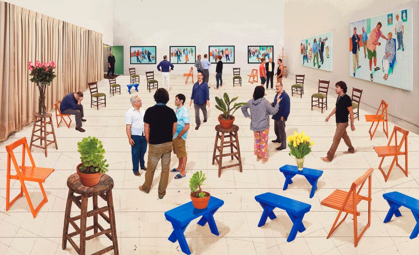 David Hockney (English 1937- ) '4 blue stools' 2014