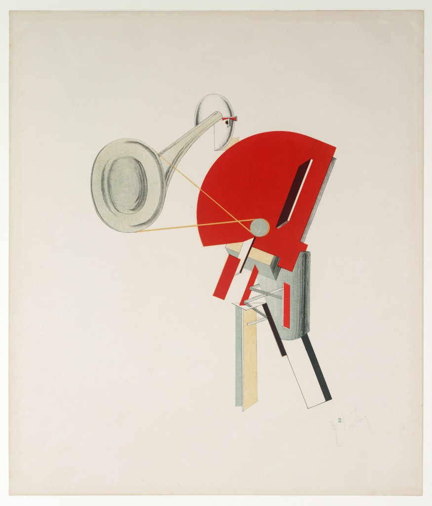 El Lissitzky (Russian, 1890-1941) 'Announcer (Ansager) from Figurines: The Three-Dimensional Design of the Electro-Mechanical Show "Victory over the Sun" (Figurinen, die plastische Gestaltung der elektro-mechanischen Schau "Sieg über die Sonne")' 1920-1921, published 1923