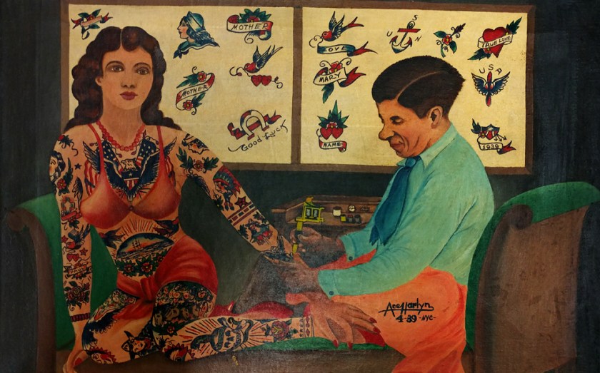 Ace Harlyn (active c. 1930-40) 'Charlie Wagner tattooing Millie Hull' 1939