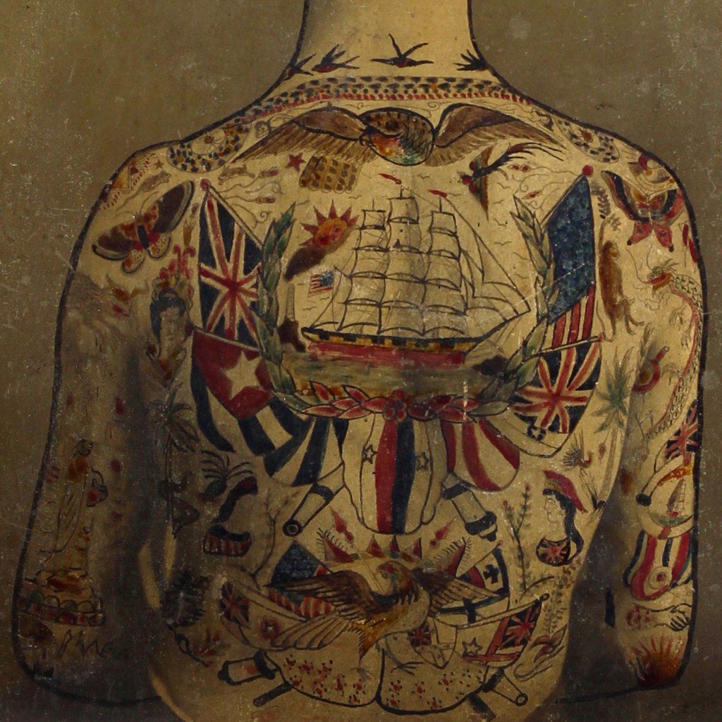 Augustus "Gus" Wagner (American, 1872-1941) 'Self-Portrait, Tattoo Flash' c. 1910-1930 (detail)