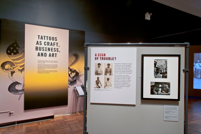 Installation view of the exhibition 'Tattooed New York' at the New-York Historical Society, New York