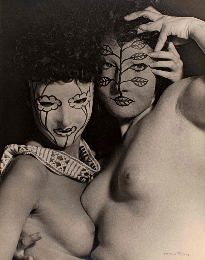 Man Ray (American, 1890-1976) 'Juliet and Margaret Nieman in Papier-Mâché Masks' c. 1945