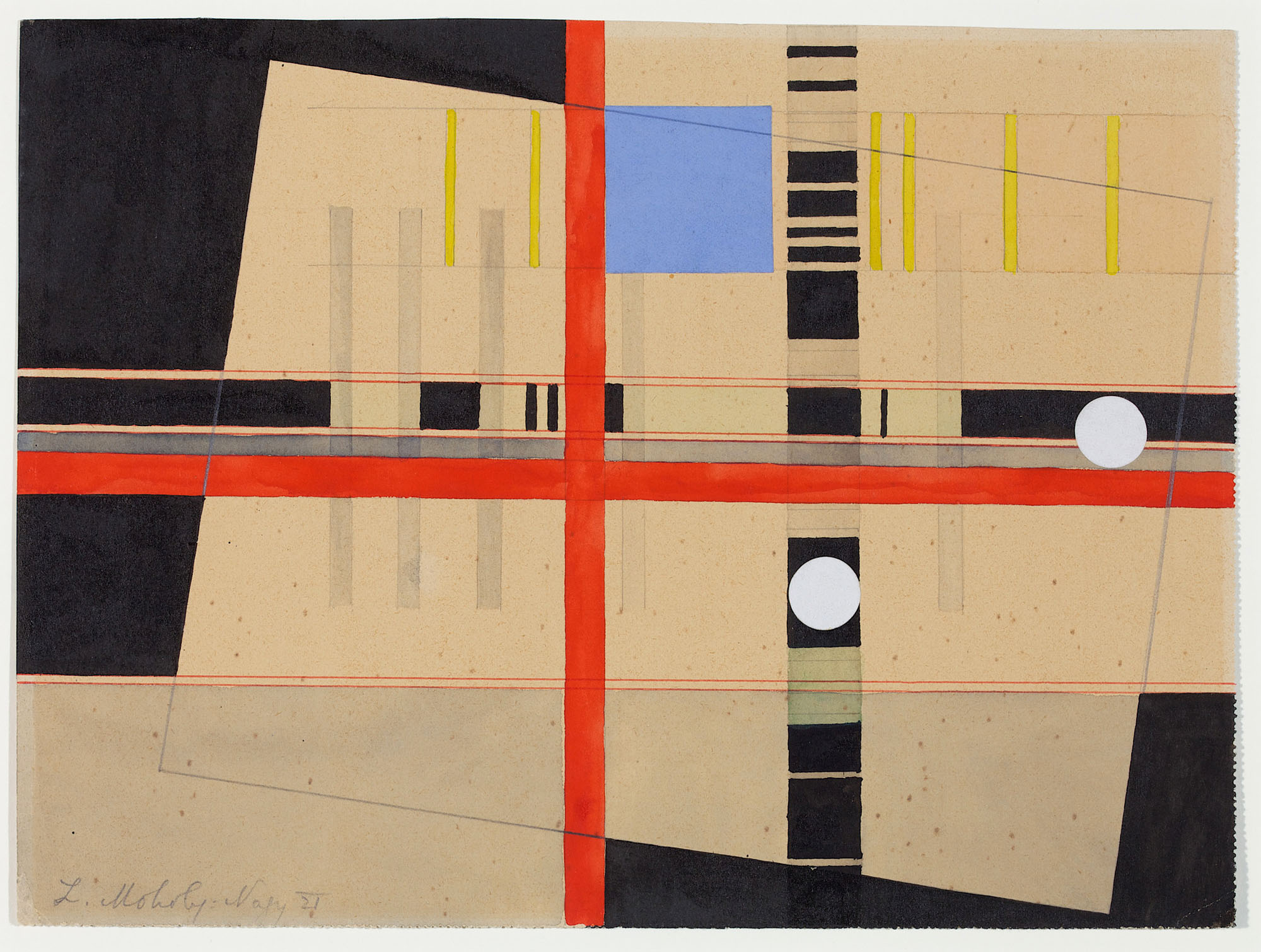 László Moholy-Nagy (Hungarian, 1895-1946) 'Red Cross and White Balls' 1921