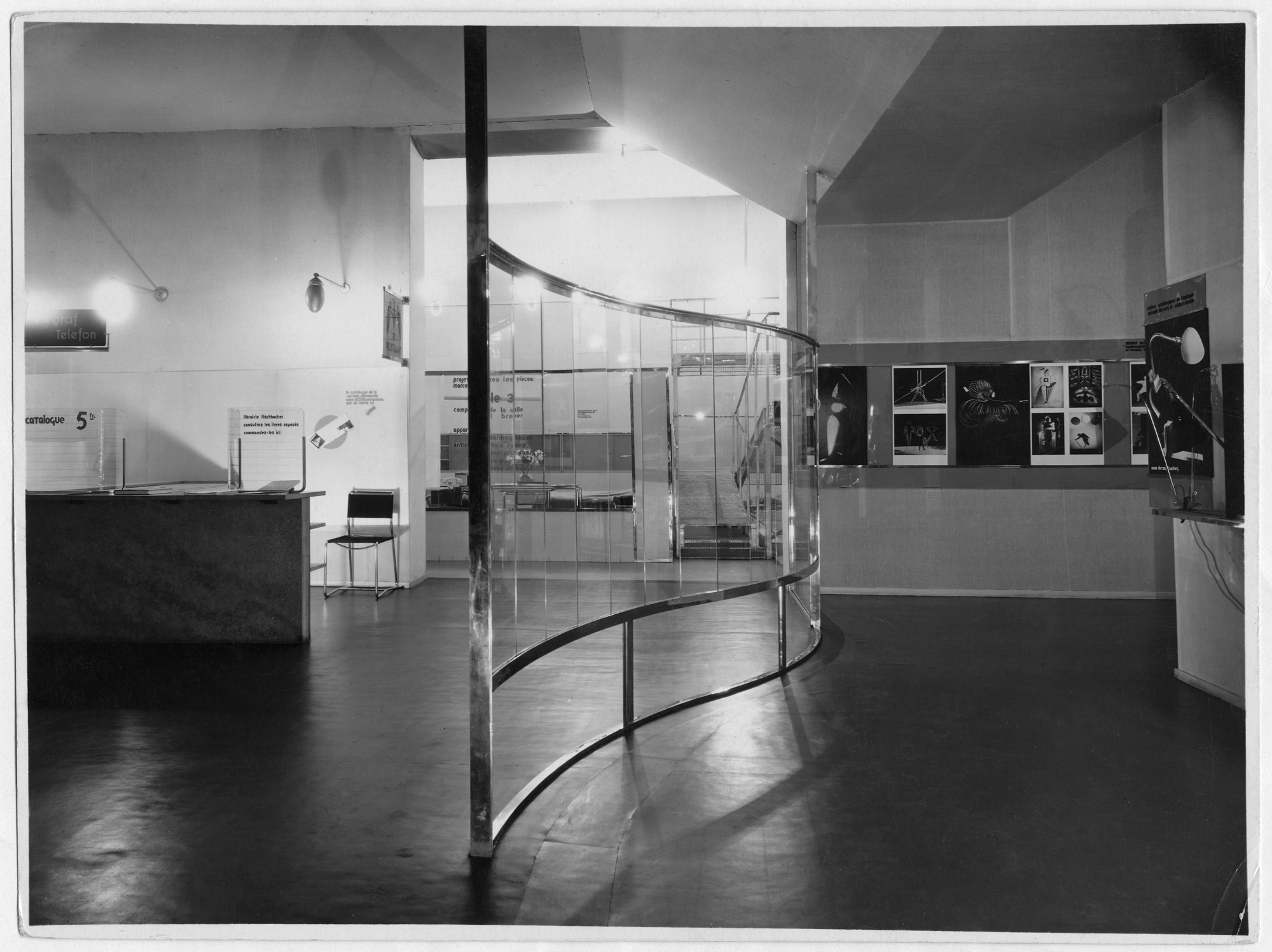 Installation view of Room 2, designed by László Moholy-Nagy, of the German section of the annual salon of the Society of Decorative Artists, Paris, May 14-July 13, 1930