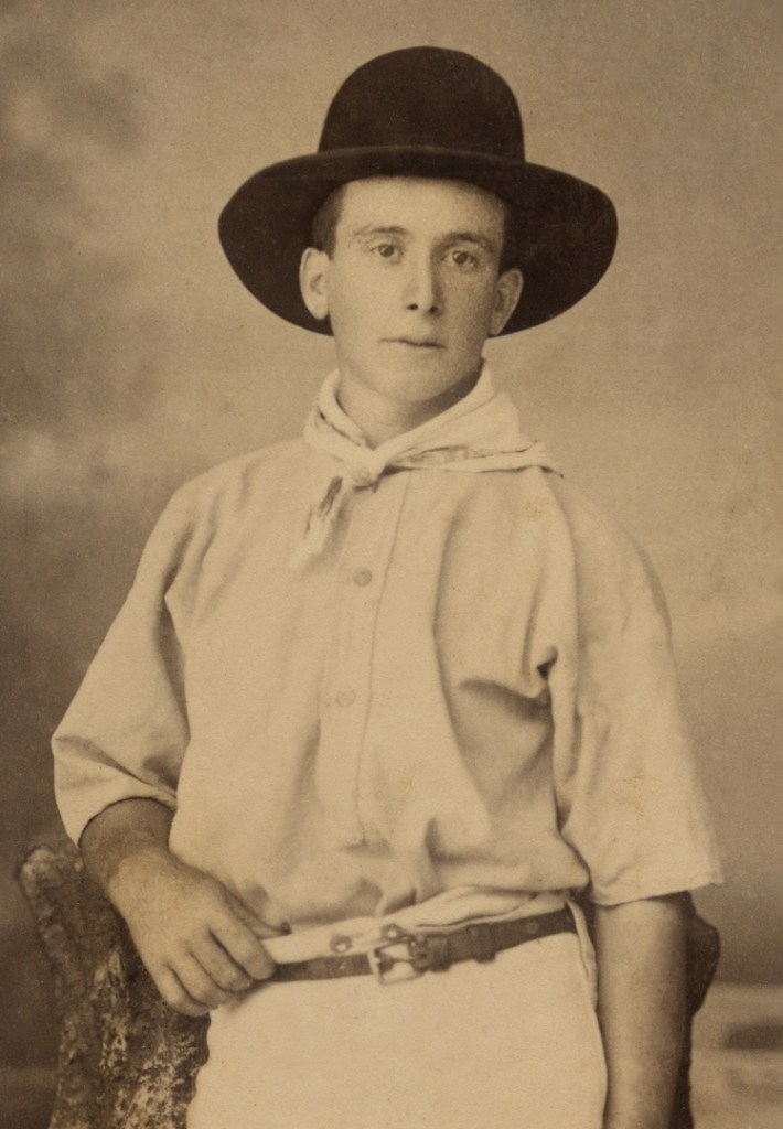 Poul C Poulsen (Australian born Denmark, 1857-1925) 'Bushman with a swag' c. 1885 (detail)