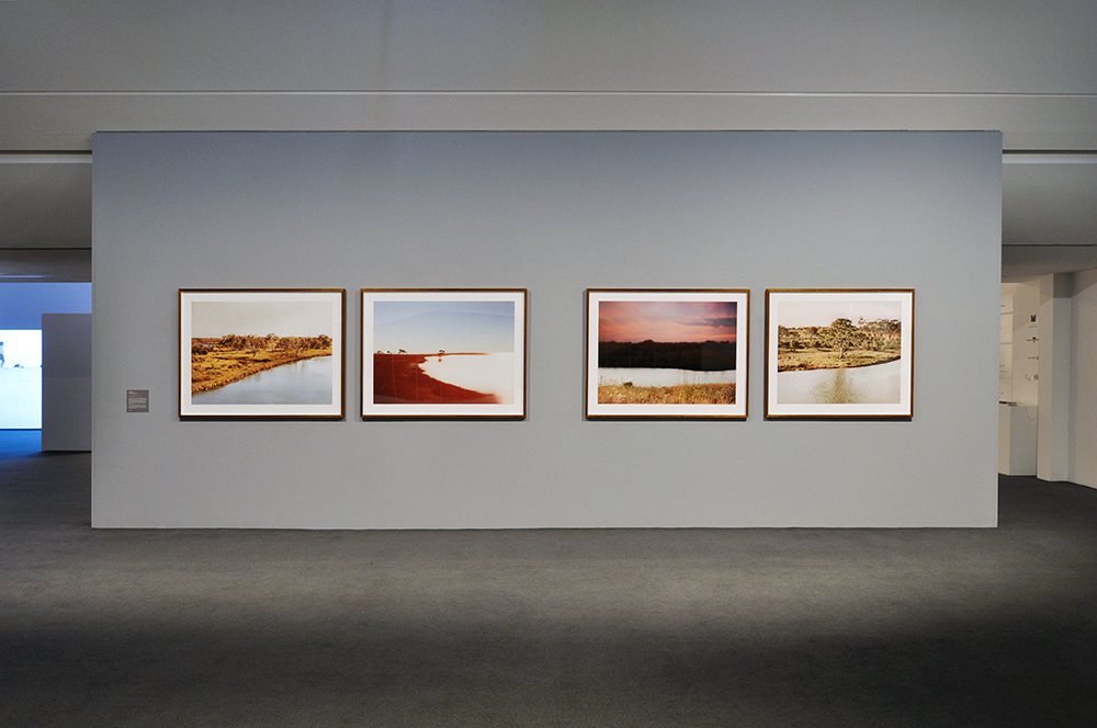 Installation view of the exhibition 'Under the sun Reimagining Max Dupain's 'Sunbaker'' at Monash Gallery of Art, Melbourne showing Peta Clancy's 'Fissures in time' (2017)