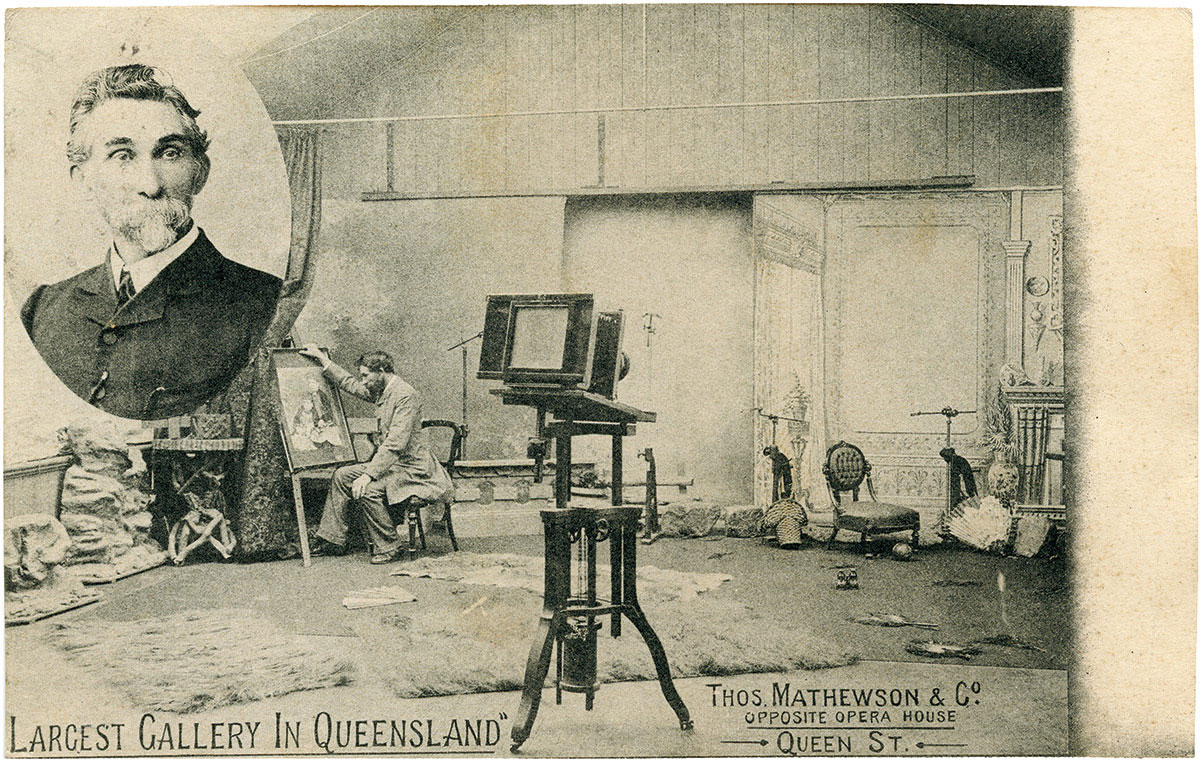 Thomas Mathewson & Co., (active c. 1854 - c. 1934) 'Thomas Mathewson (inset) and his studio on Queen Street' c. 1908