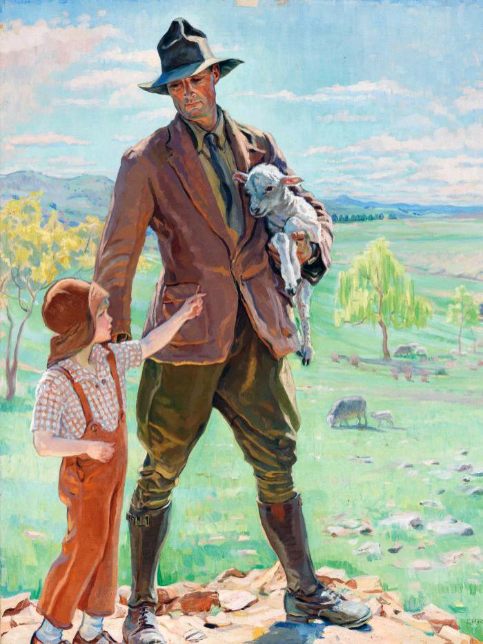 Hilda Rix Nicholas (Australian, 1884-1961, Europe 1911-1918) 'The shepherd of Knockalong' 1933