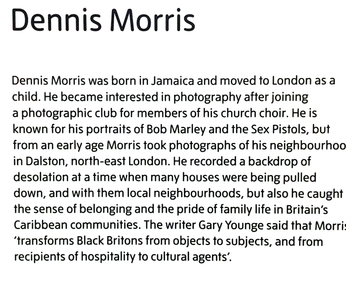 Dennis Morris wall text from the display