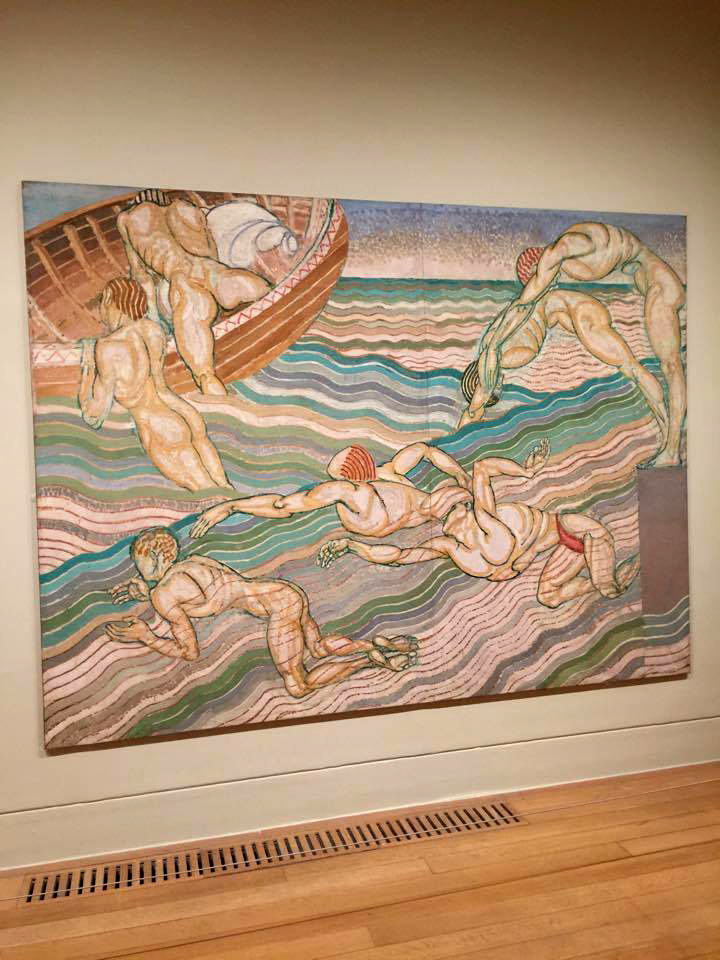 Installation view of Room 4 of the exhibition 'Queer British Art' at Tate Britain featuring Duncan Grant's 'Bathing' 1911