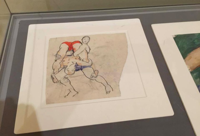 Installation view of erotic drawing by Duncan Grant