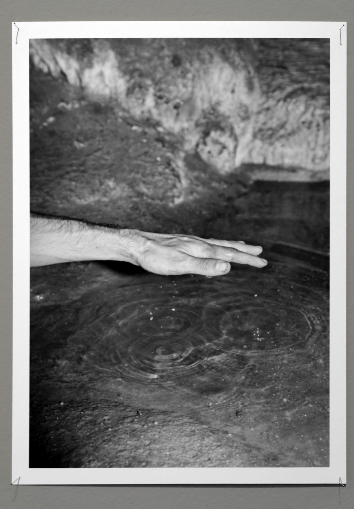 Installation view of the exhibition 'An Unorthodox Flow of Images' at the Centre for Contemporary Photography (CCP), Melbourne, September - November 2017 showing (127) Mac Lawrence's 'Five raised fingers' 2016