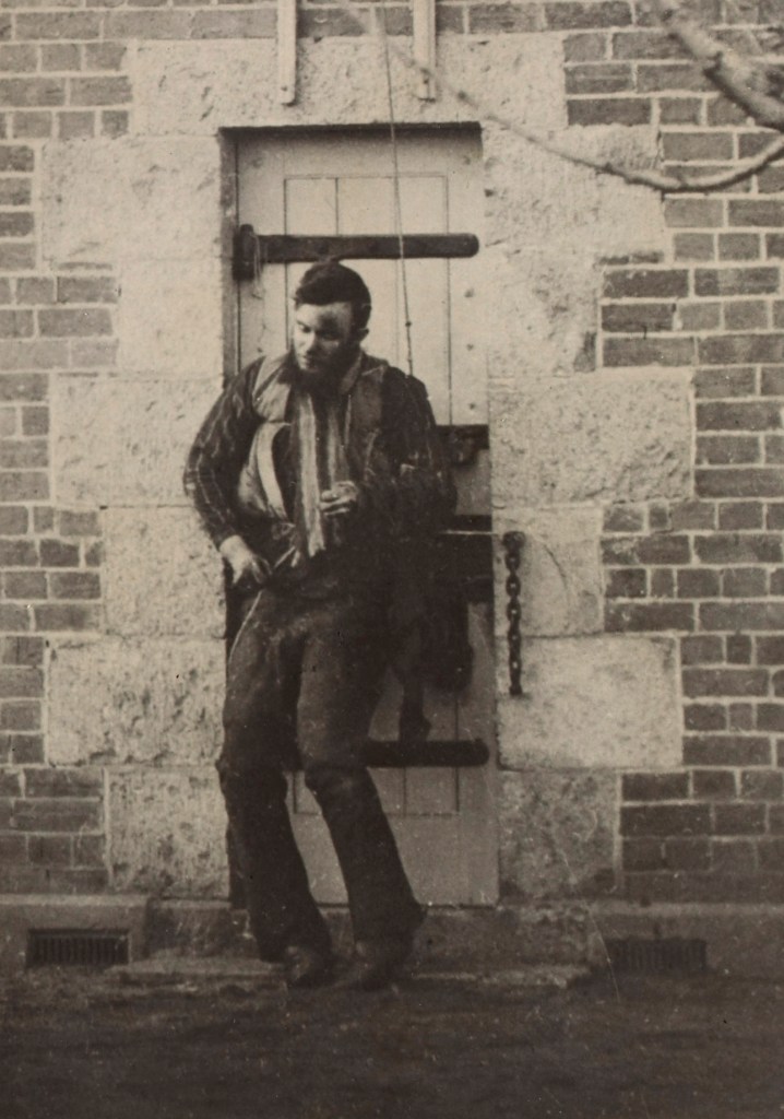 J W Lindt (Australian, 1845-1926) 'Body of Joe Byrne, member of the Kelly Gang, hung up for photography Benalla' 1880 (detail)