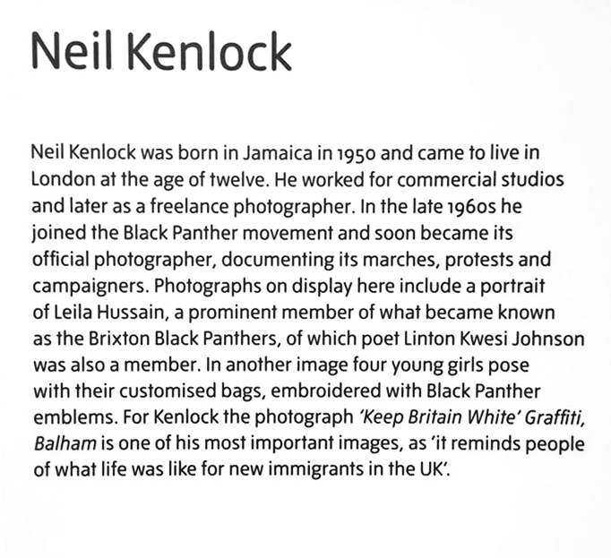 Neil Kenlock wall text from the display