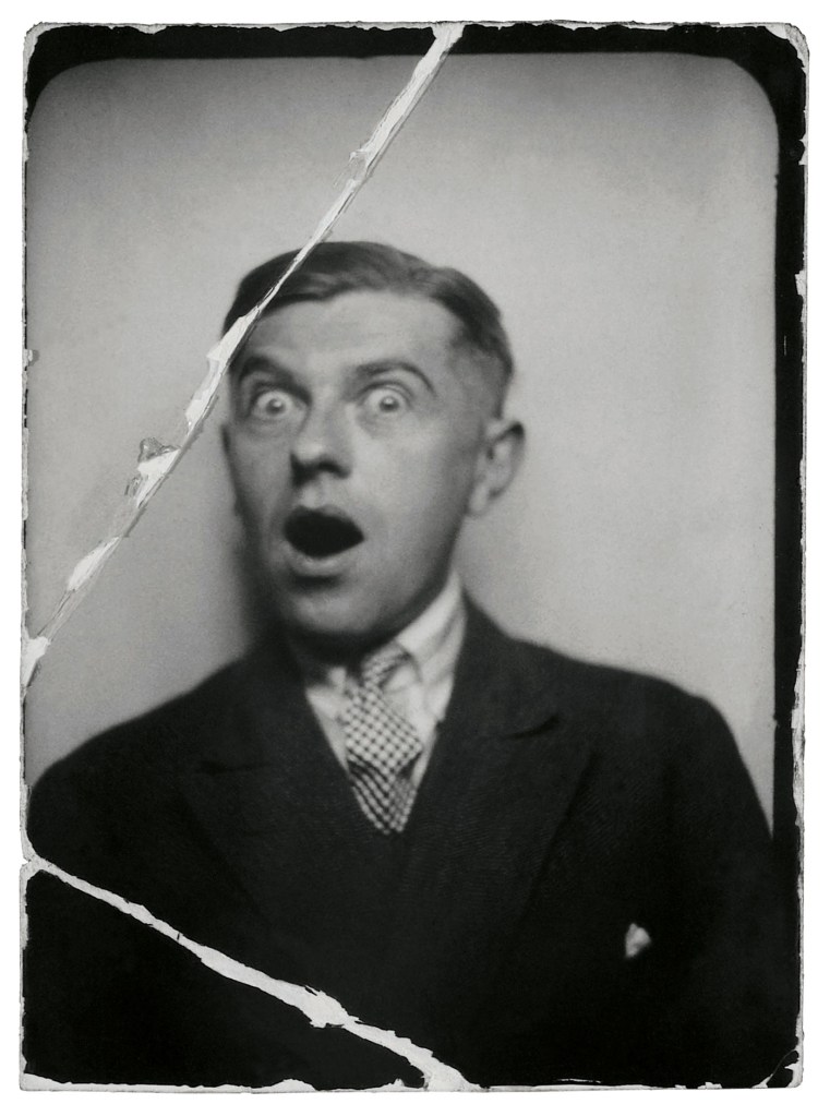 René Magritte (Belgian, 1898-1967) 'Flirtatiousness (La coquetterie), René Magritte at the Jardin des Plantes, photo-booth photo' 1929 from the exhibition 'René Magritte: The Revealing Image, Photos and Films' at the Latrobe Regional Art Gallery, Victoria, Aug - Nov, 2017