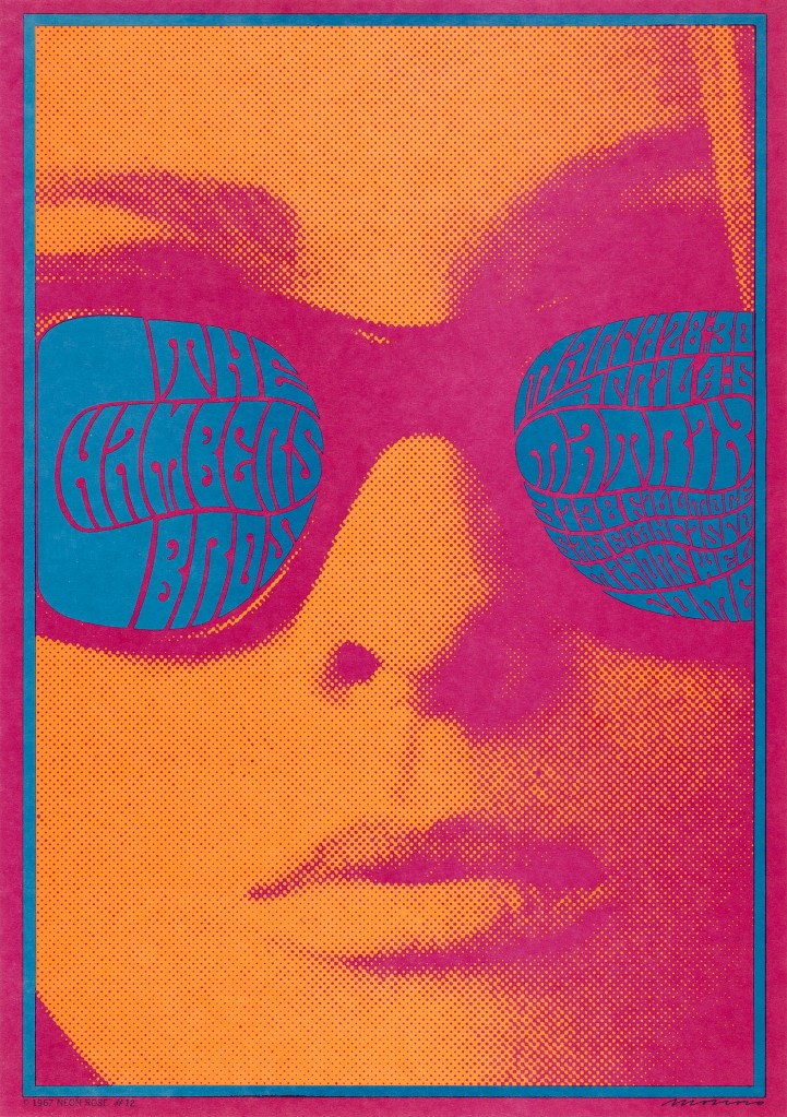 Victor Moscoso (American born Spain, b. 1936) 'The Chambers Brothers (The Matrix, 28 March-6 April 1967)' 1967 from the exhibition 'The Summer of Love: Photography and Graphic Design' at the Museum of Fine Arts, Boston, July - Oct, 2017