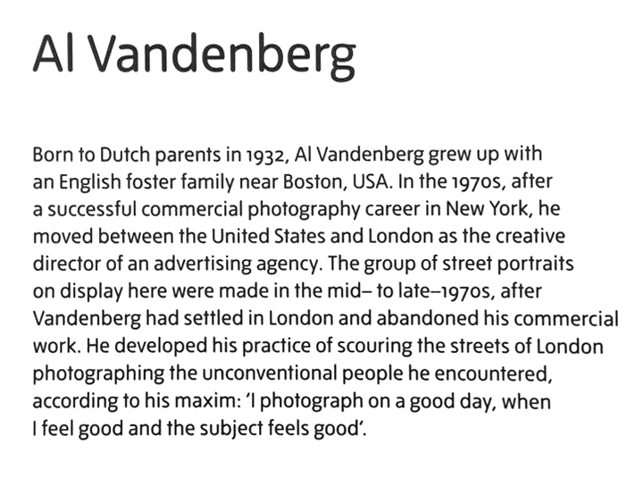 Al Vandenberg wall text from the display