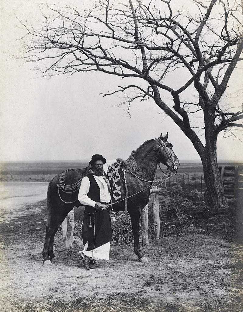 Francisco Ayerza (Argentinian, 1860-1901) 'Estudio para la edición de "Martín Fierro," gaucho con caballo' / 'Study for an edition of Martín Fierro, Gaucho with Horse' c. 1890, print about 1900-1905