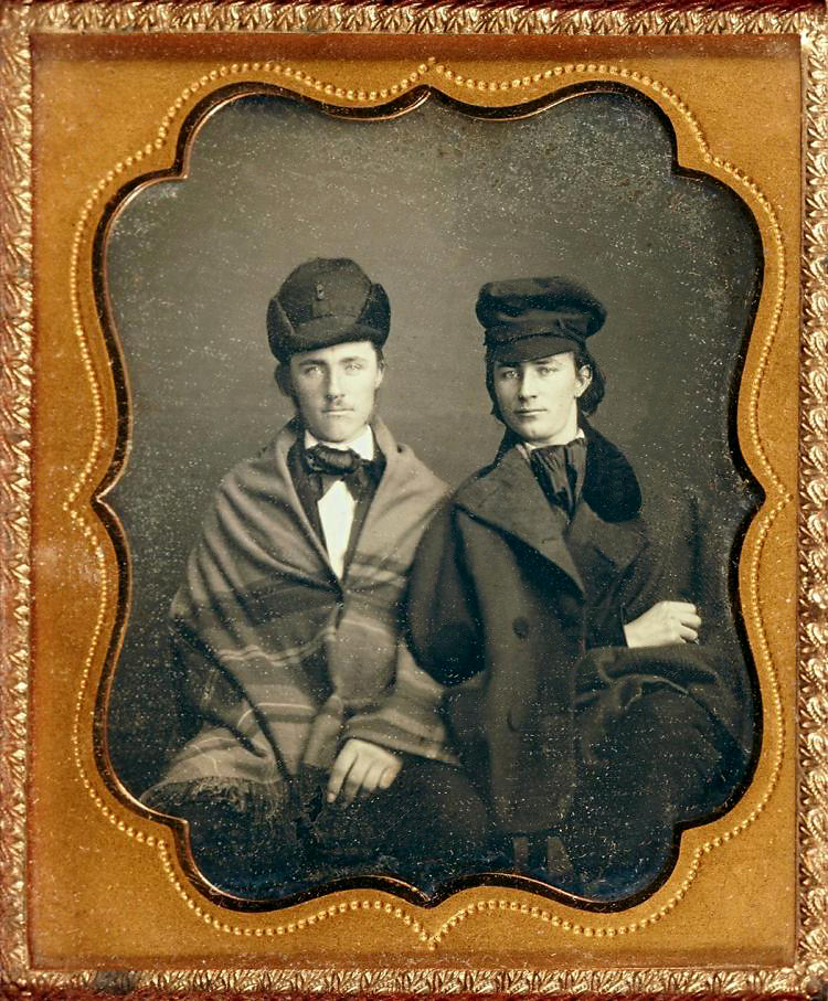 Unknown photographer (American) 'Untitled [Two men in caps, elegantly dressed]' c. 1850s