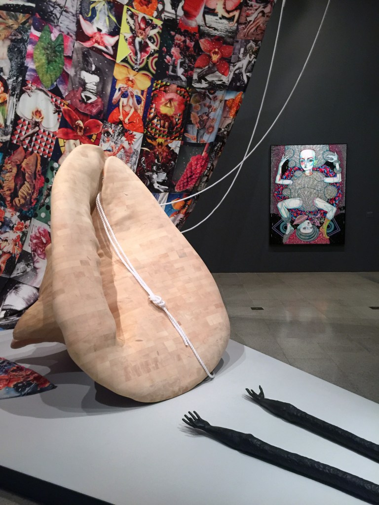 Installation view of 'Del Kathryn Barton: The Highway is a Disco' at the Ian Potter Centre: NGV Australia the work 'at the foot of your love' (2017, detail)