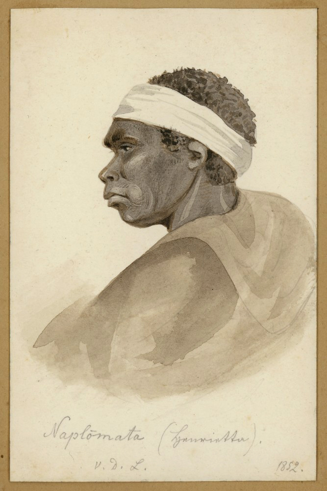 Ludwig Becker (Germany 1808 - Australia 1861, Australia from 1851) 'Aborigines of Tasmania: Naplomata, grandmother' 1852
