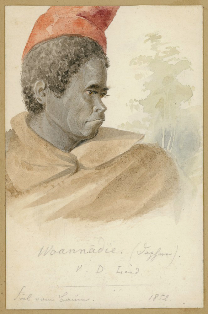 Ludwig Becker (Germany 1808 - Australia 1861, Australia from 1851) 'Aborigines of Tasmania: Woannadie, young woman' 1852