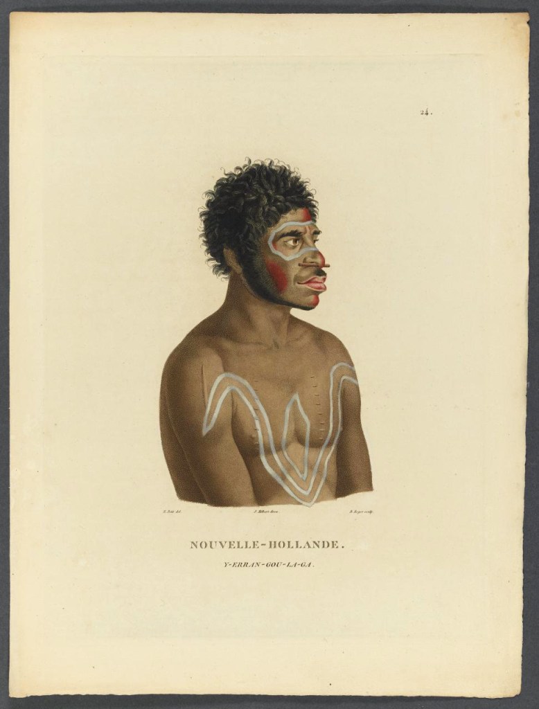 Barthélemy Roger (engraver, France 1767-1841) Nicolas-Martin Petit (after) (draughtsman, France 1777-1804) 'Y-erran-gou-la-ga' 1824 Plate 24 in the 'Voyage de Découvertes aux Terres Australes' (Voyage of Discovery to the Southern Lands) atlas Arthus Bertrand, Paris, 1824, 2nd edition