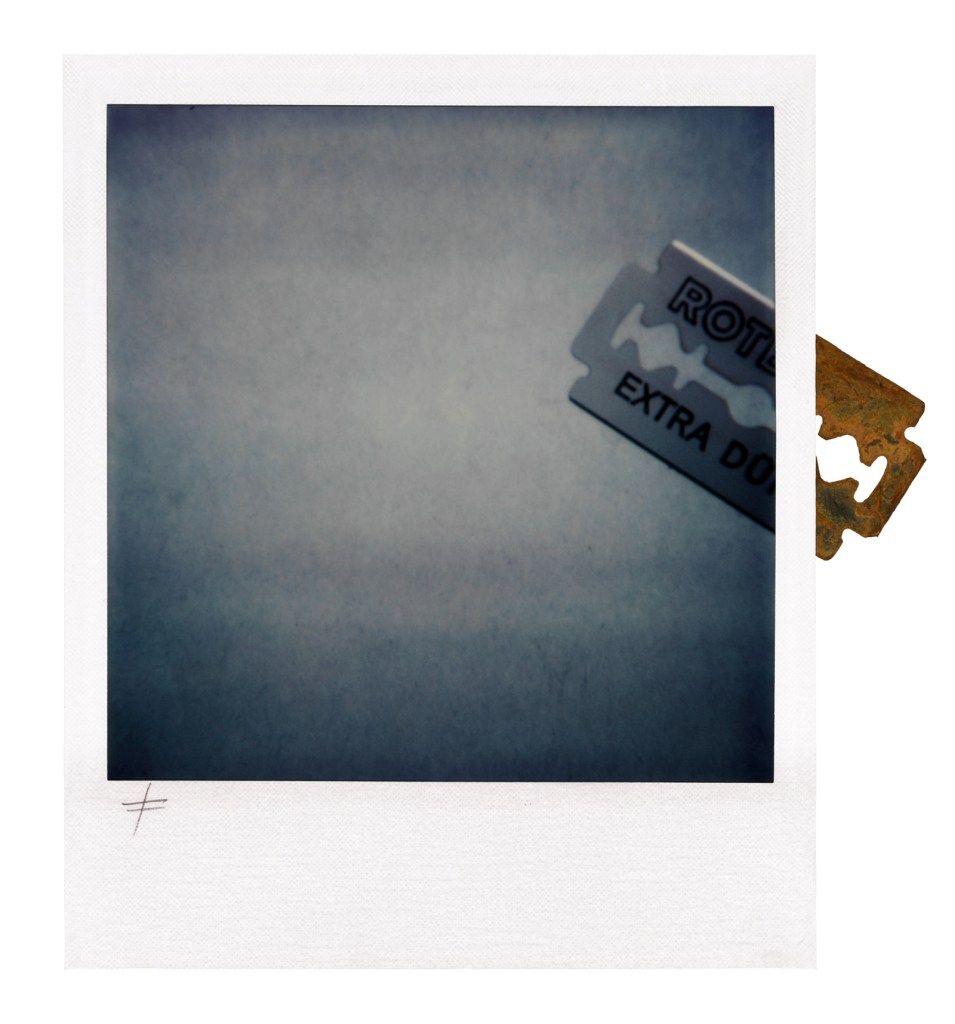 James Nitsch. 'Razor Blade' 1976 from the exhibition 'The Polaroid Project' at the Museum für Kunst und Gewerbe Hamburg, March - June, 2017