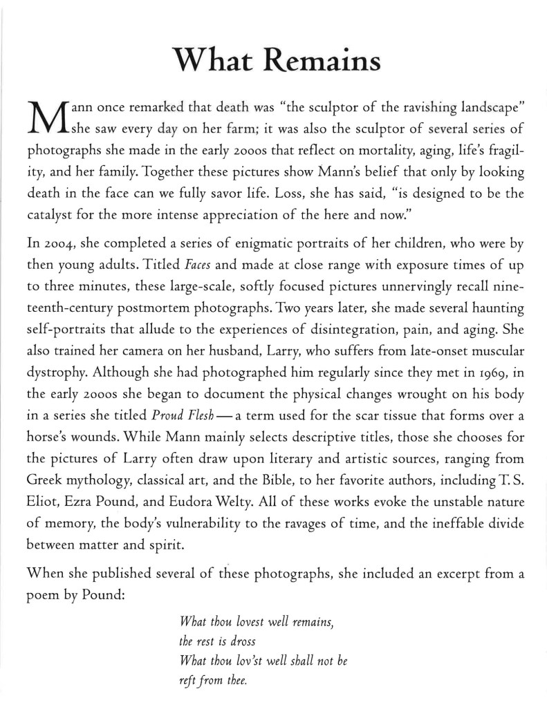 Sally Mann 'What Remains' wall text