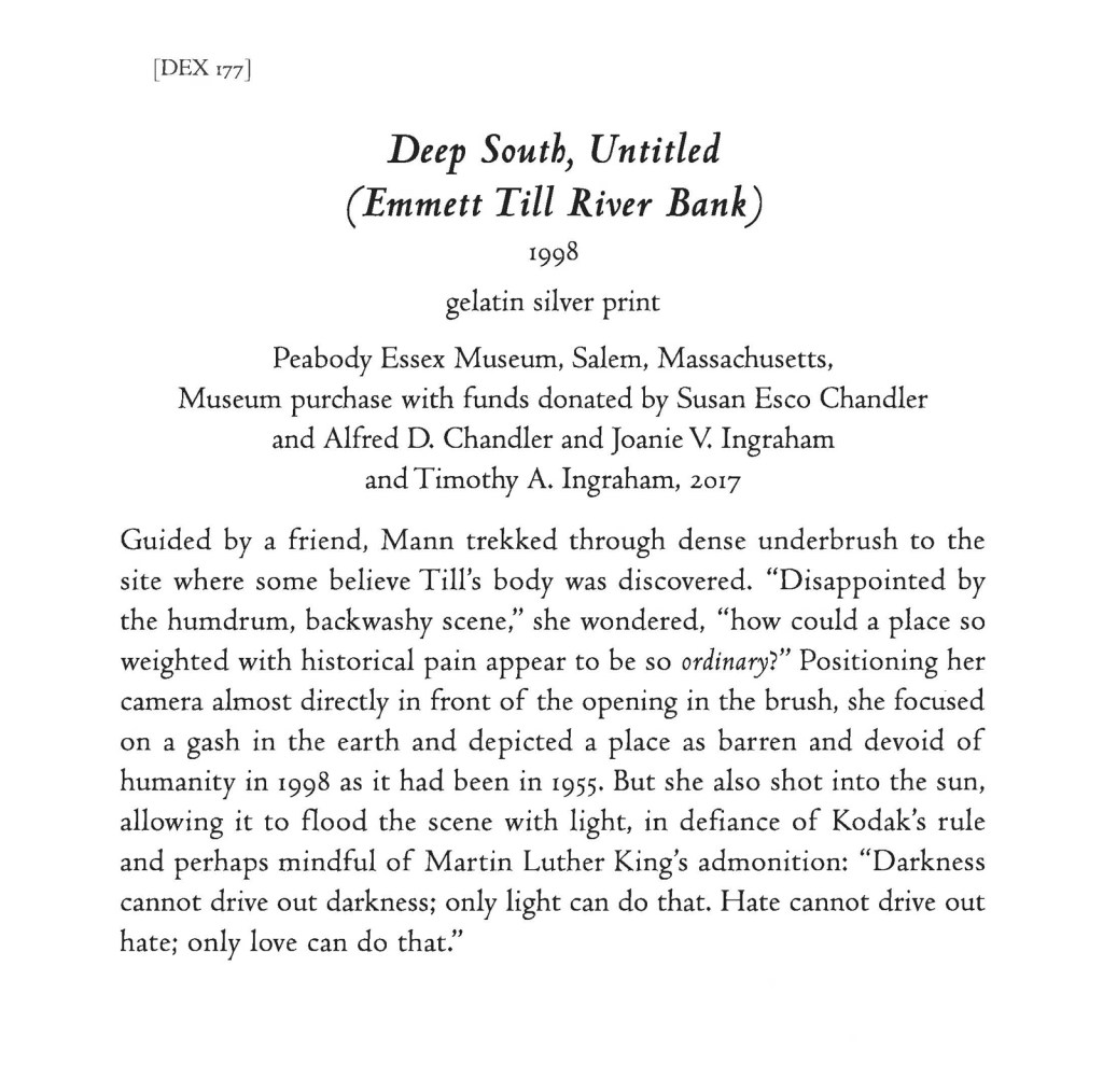 Sally Mann 'Deep South, Untitled (Emmett Till River Bank)' wall text