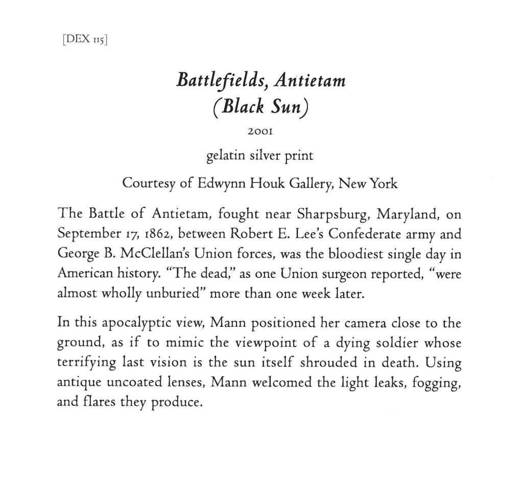 Sally Mann 'Battlefields, Antietam (Black Sun)' wall text