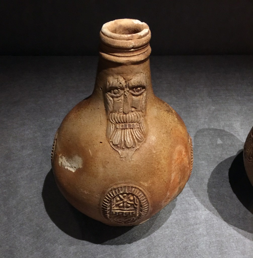 Unknown 'Beardman jug, from the wreck site of Vergulde Draeck' before 1656 (installation view) from the exhibition 'Colony: Australia 1770-1861' at NGV Australia at Federation Square, Melbourne, March - July, 2018