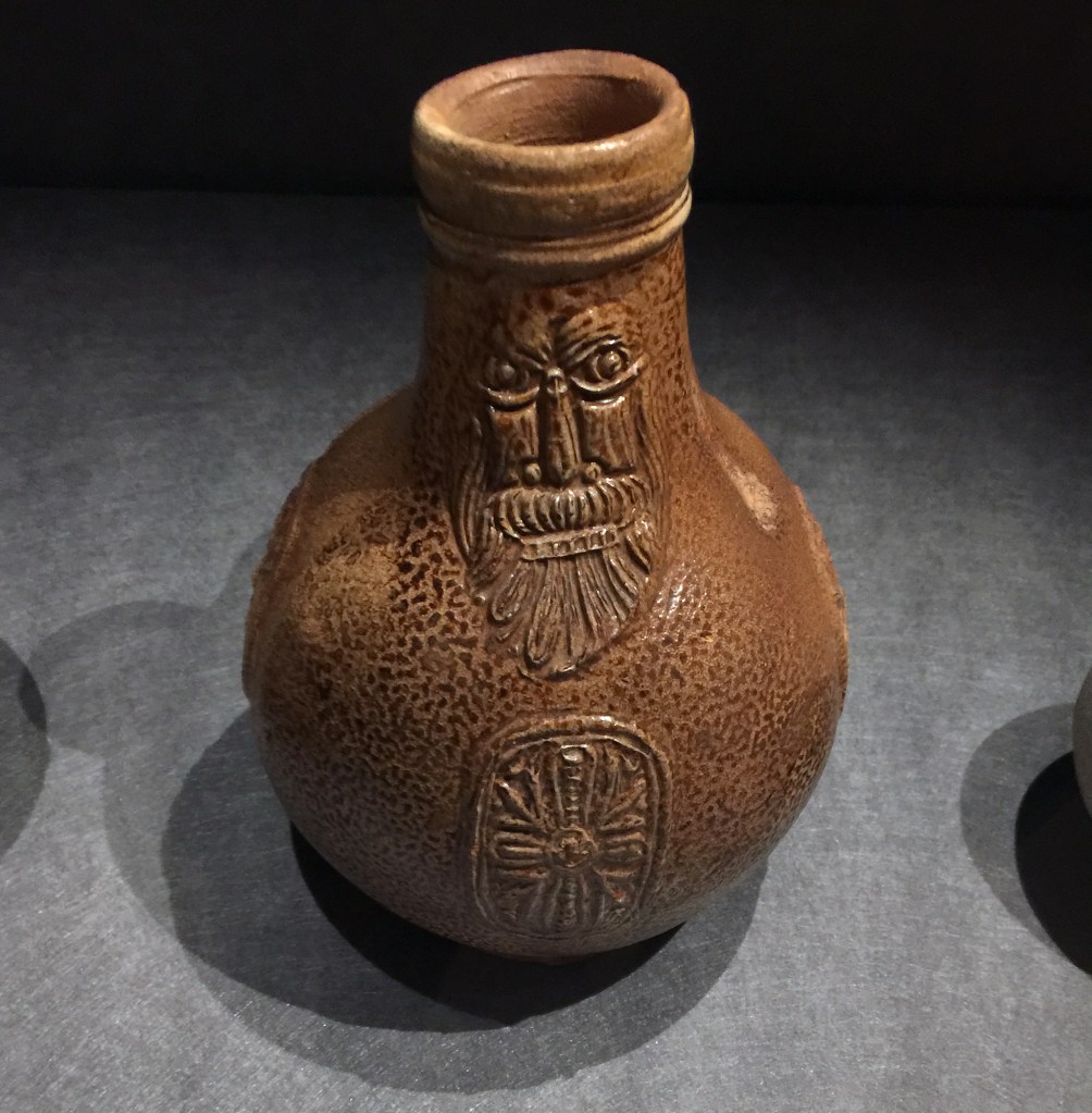 Unknown 'Beardman jug, from the wreck site of Vergulde Draeck' before 1656 (installation view)