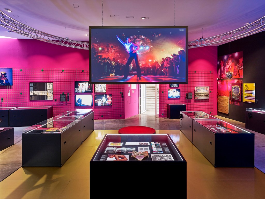 Installation view of the exhibition 'Night Fever. Designing Club Culture 1960 - Today' at the Vitra Design Museum 2018