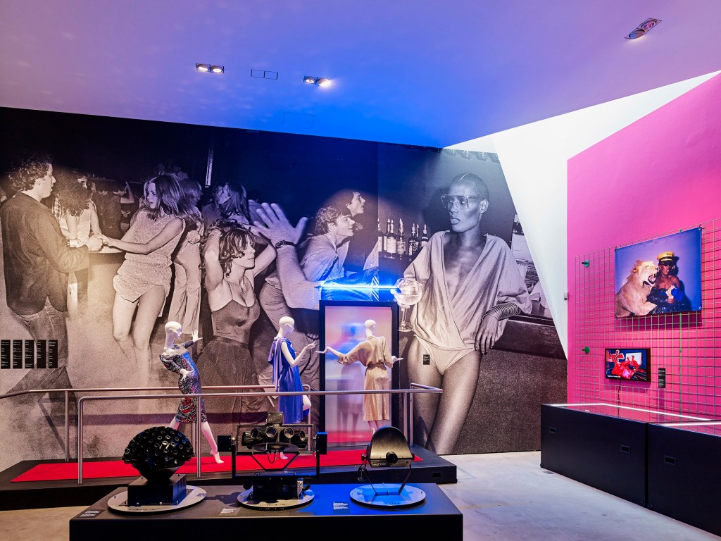 Installation view of the exhibition 'Night Fever. Designing Club Culture 1960 - Today' at the Vitra Design Museum 2018