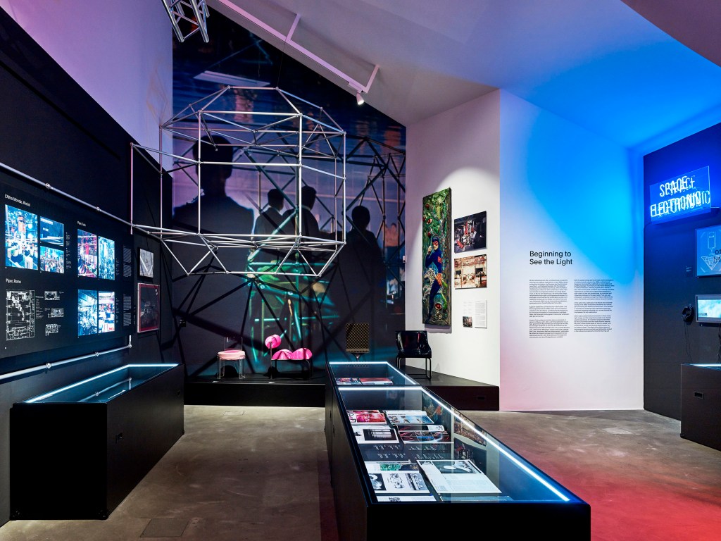 Installation view of the exhibition 'Night Fever. Designing Club Culture 1960 - Today' at the Vitra Design Museum 2018