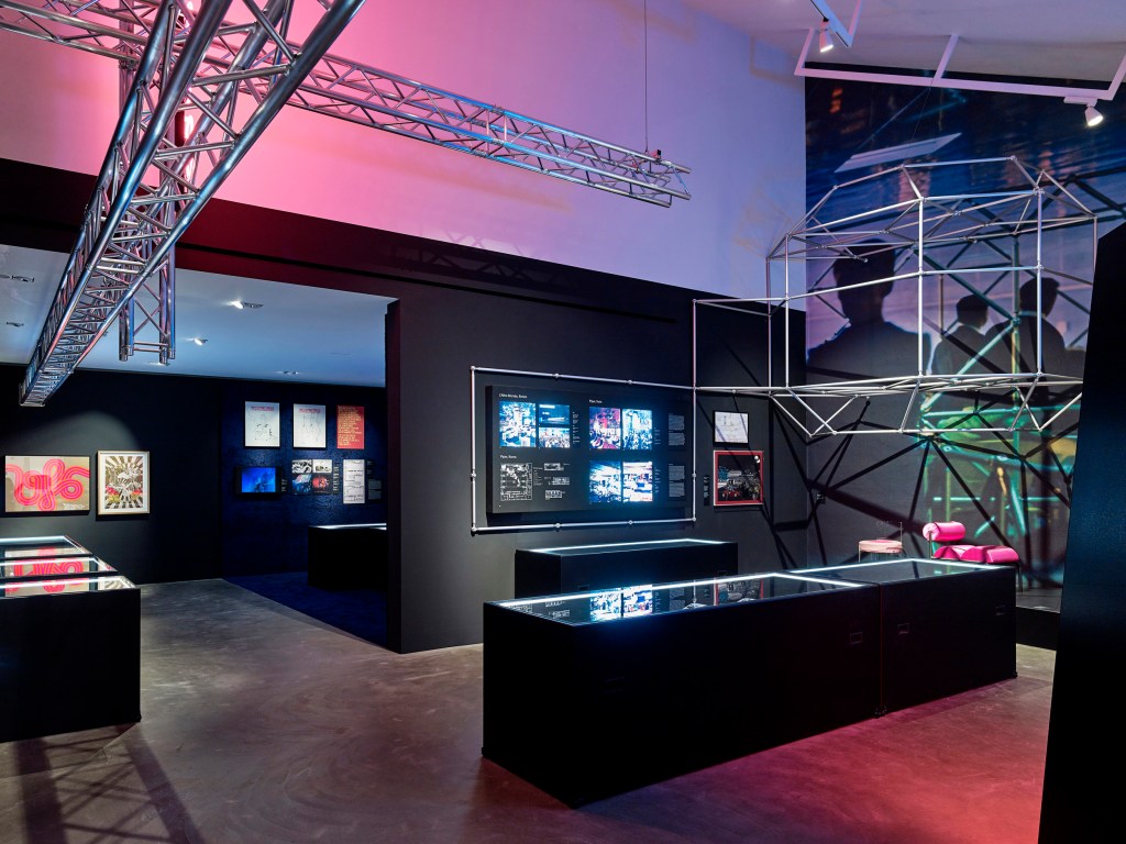 Installation view of the exhibition 'Night Fever. Designing Club Culture 1960 - Today' at the Vitra Design Museum 2018