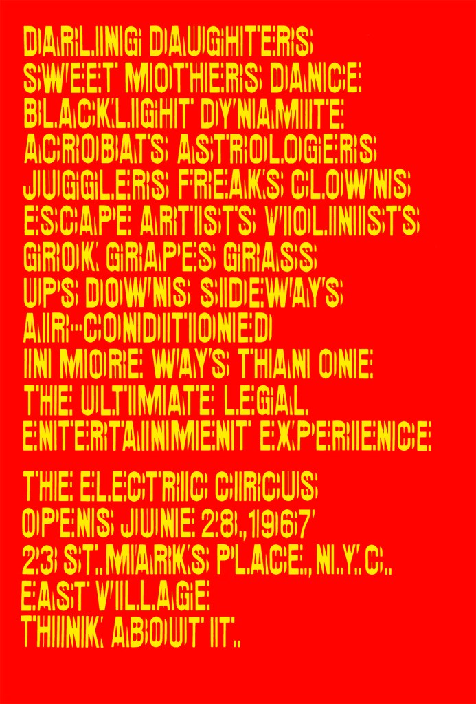 'Poster for the Nightclub The Electric Circus' New York, 1967