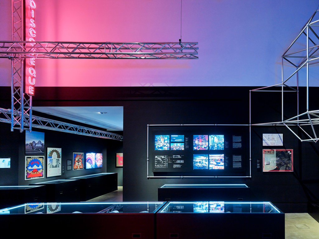 Installation view of the exhibition 'Night Fever. Designing Club Culture 1960 - Today' at the Vitra Design Museum 2018