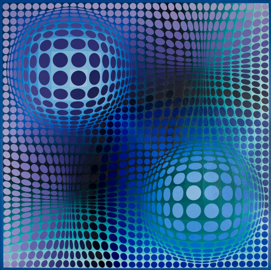Victor Vasarely (Hungarian-French, 1906-1997) 'Feny' 1973 from the exhibition 'Victor Vasarely. The Birth of Op Art' at the Museo Nacional Thyssen-Bornemisza, Madrid, June - Sept, 2018 Victor Vasarely (Hungarian-French, 1906-1997) 'Feny' 1973 from the exhibition 'Victor Vasarely. The Birth of Op Art' at the Museo Nacional Thyssen-Bornemisza, Madrid, June - Sept, 2018