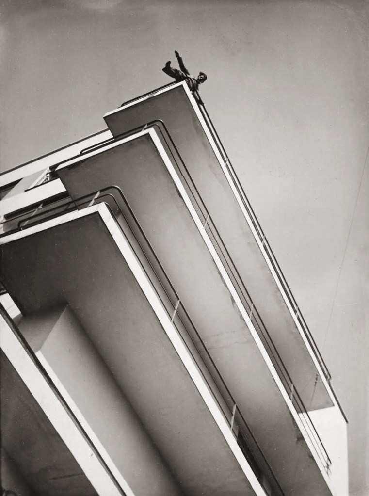 László Moholy-Nagy (Hungarian, 1895-1946) 'Xanti Schawinsky on the balcony of the Bauhaus' 1929 László Moholy-Nagy (Hungarian, 1895-1946) 'Xanti Schawinsky on the balcony of the Bauhaus' 1929