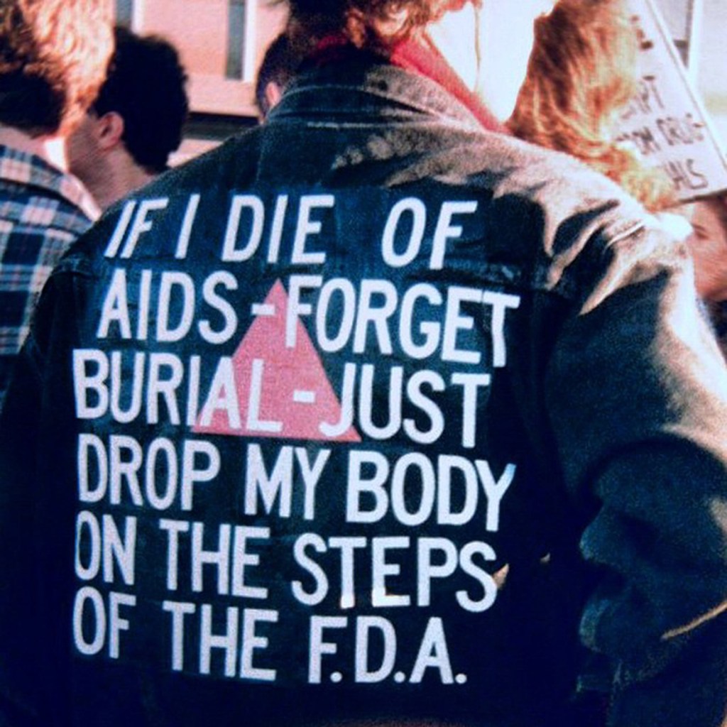 David Wojnarowicz in 1988 wearing the "If I Die of AIDS" jacket