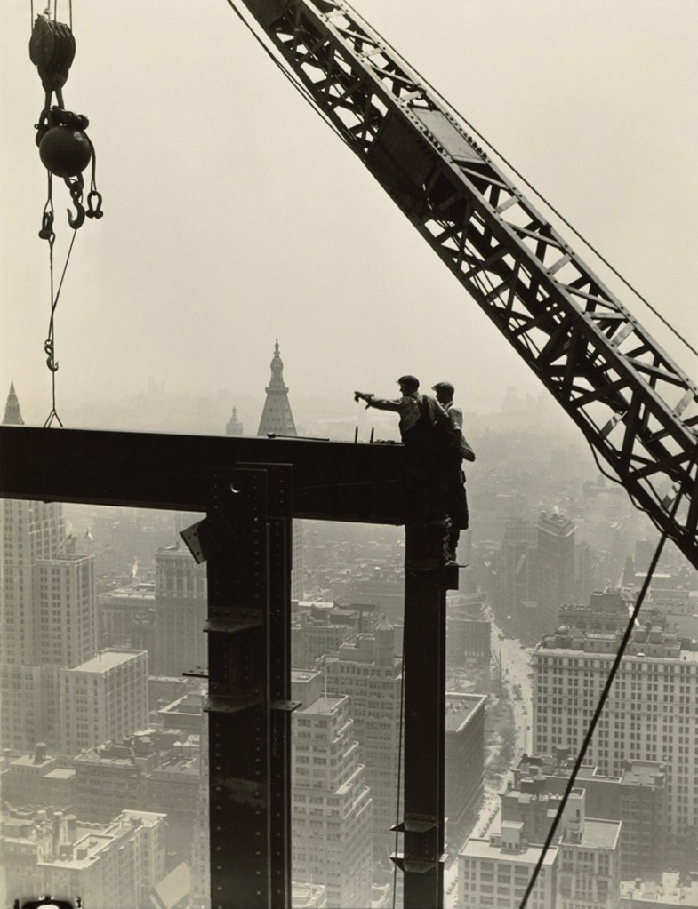 Lewis Hine (American, 1874-1940) 'Derrick and workers on girder' 1930-1931