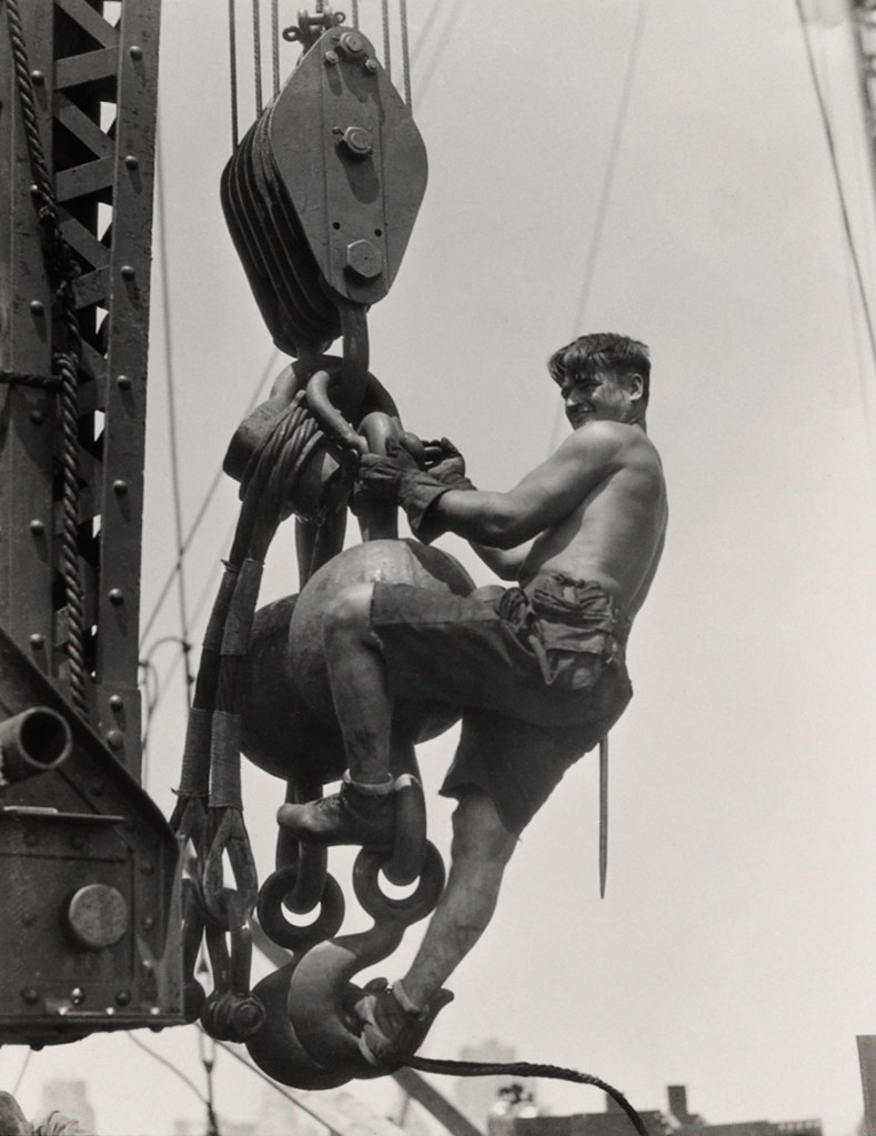 Lewis Hine (American, 1874-1940) 'Laborer on connector' 1930-1931