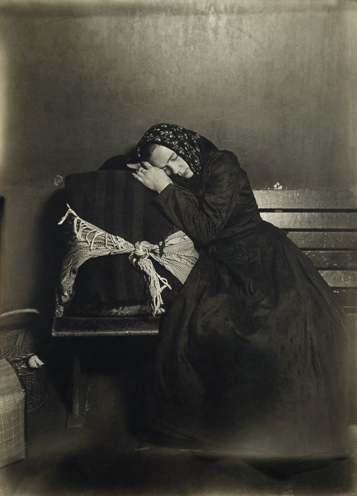 Lewis Hine (American, 1874-1940) 'Italian family in the baggage room' 1905 'Slavic immigrant at Ellis Island' 1907