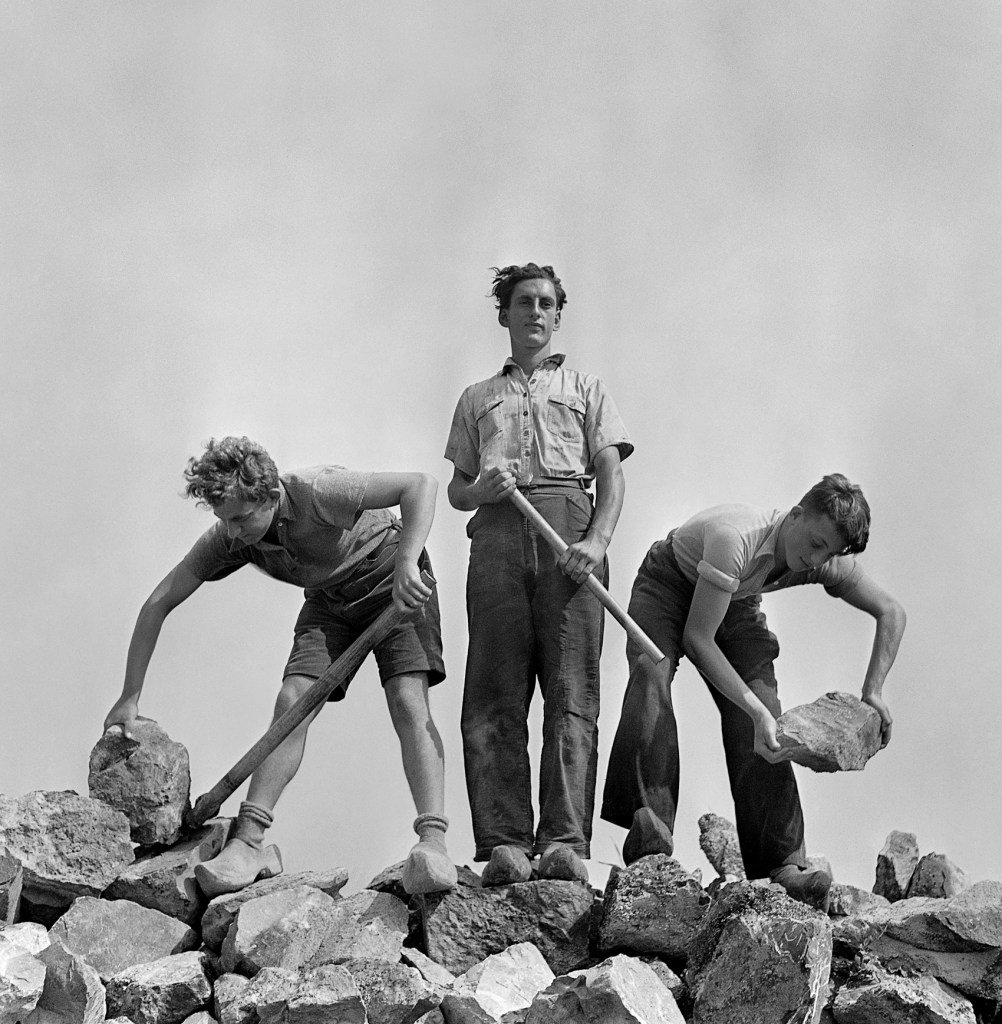 Roman Vishniac (America born Russia, 1897-1990) 'Ernst Kaufmann, center, and unidentified Zionist youth' 1938-1939