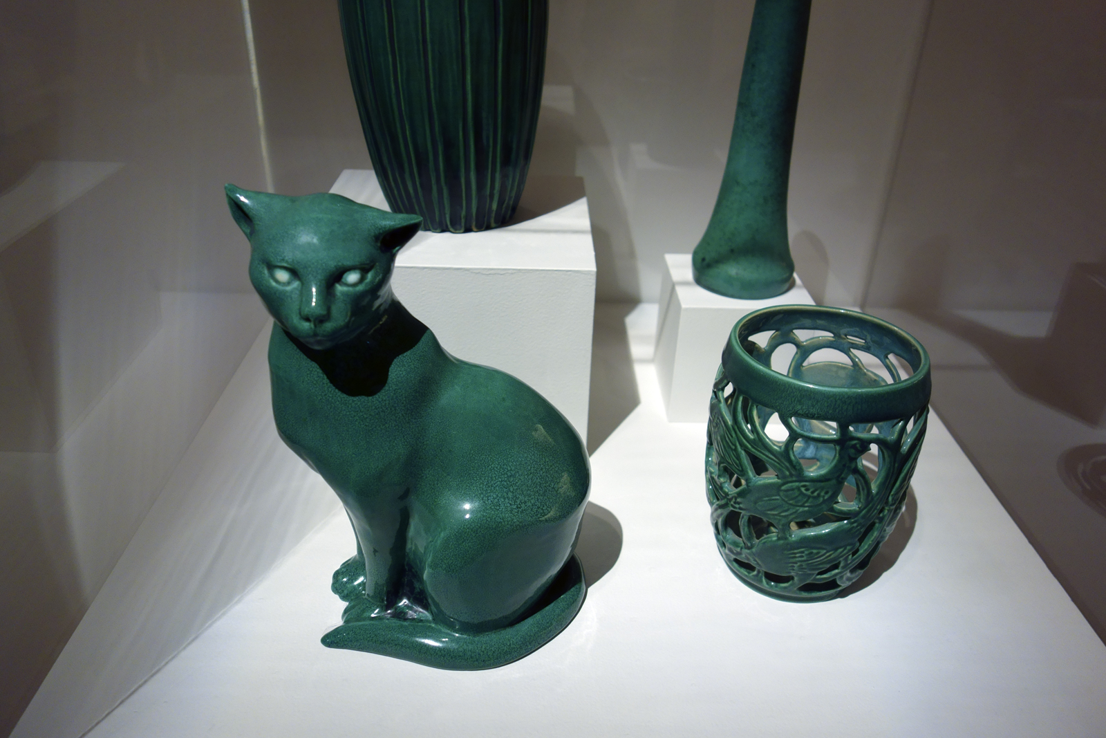 Installation view of the exhibition 'Daughters of the Sun' showing the ceramics of Klytie Pate Installation view of the exhibition 'Daughters of the Sun' showing the ceramics of Klytie Pate