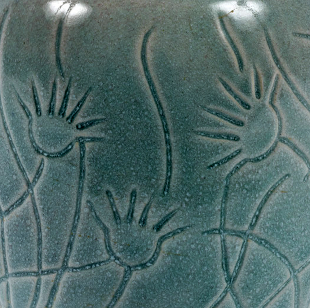 Klytie Pate (Australian, 1912-2010) 'Lidded jar' (sunflower buds) Date unknown (detail) Klytie Pate (Australian, 1912-2010) 'Lidded jar' (sunflower buds) Date unknown (detail)