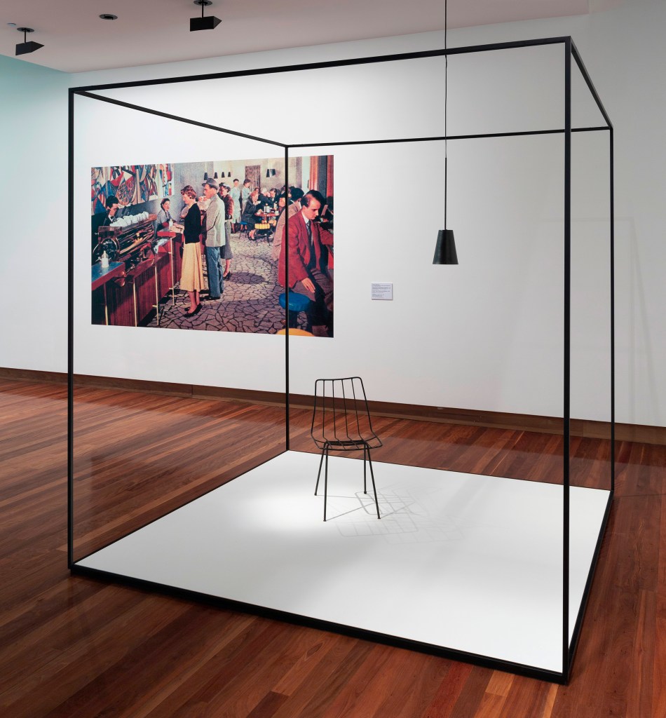 Installation view of the exhibition 'Clement Meadmore: The art of mid-century design' at the Ian Potter Museum of Art, Melbourne