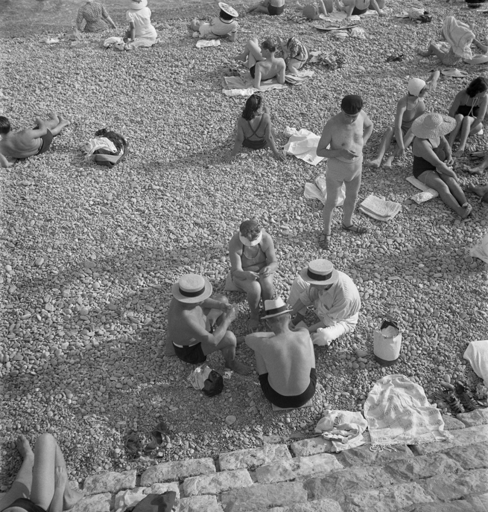 Roman Vishniac (America born Russia, 1897-1990) 'Beach dwellers in the afternoon, Nice, France' c. 1939